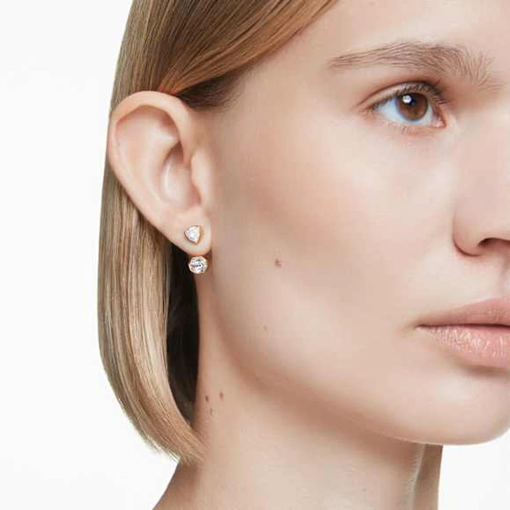 Imber earring jackets, Asymmetrical design, Mixed cuts, White, Gold-tone plated by SWAROVSKI