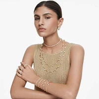 Imber earring jackets, Asymmetrical design, Mixed cuts, White, Gold-tone plated by SWAROVSKI