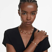Imber Tennis necklace, Magnetic closure, Mixed cuts, White, Gold-tone plated by SWAROVSKI