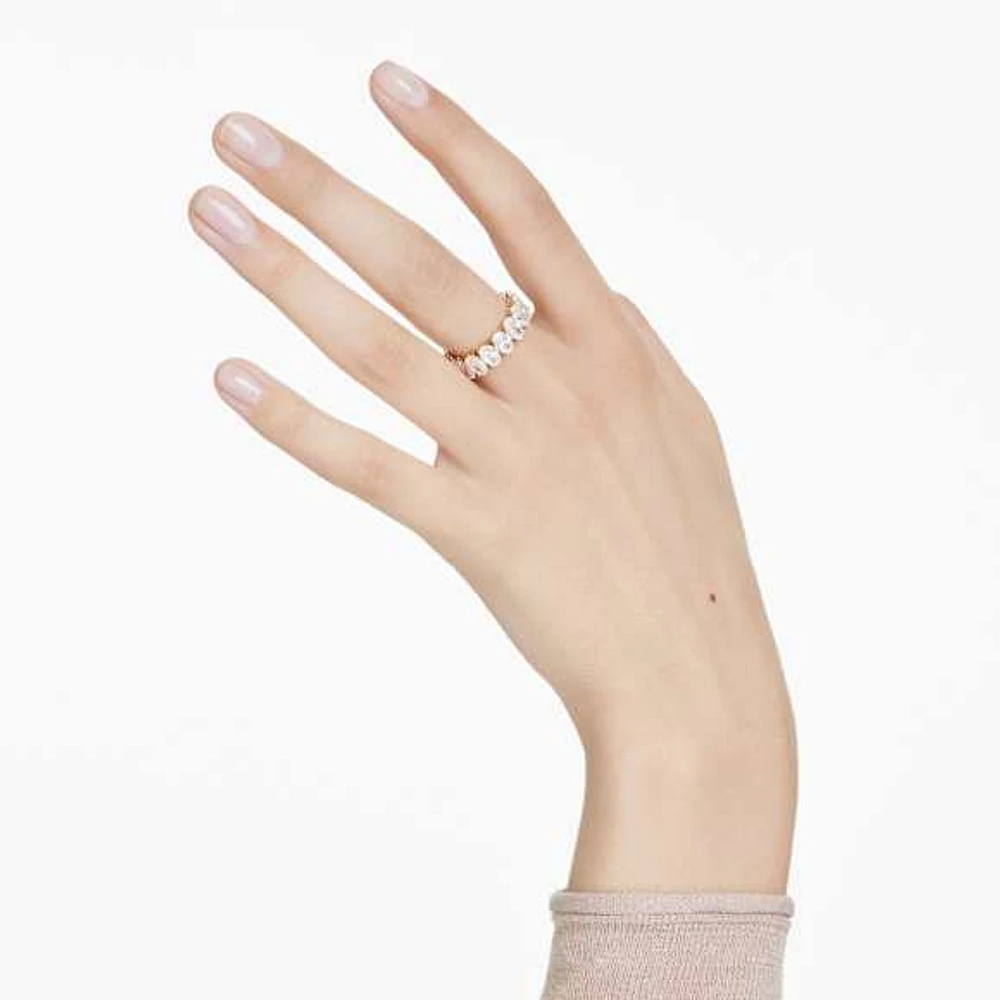 Matrix ring, Oval cut, White, Gold-tone plated by SWAROVSKI