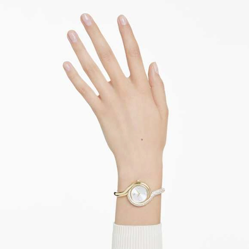 Dextera Asymmetric watch, Swiss Made, Metal bracelet, Gold tone, Gold-tone finish by SWAROVSKI
