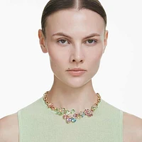 Idyllia necklace, Mixed cuts, Flower, Multicoloured, Gold-tone plated by SWAROVSKI