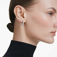 Matrix hoop earrings, Crystal pearl, Round cut, White, Rhodium plated by SWAROVSKI