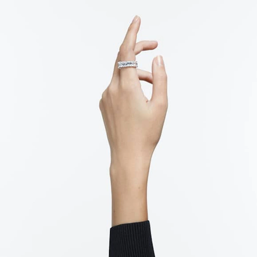 Matrix Vittore ring, Baguette cut, White, Rhodium plated by SWAROVSKI