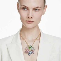 Idyllia pendant and brooch, Mixed cuts, Pavé, Flower, Multicoloured, Gold-tone plated by SWAROVSKI