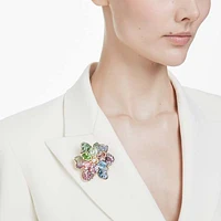 Idyllia pendant and brooch, Mixed cuts, Pavé, Flower, Multicoloured, Gold-tone plated by SWAROVSKI