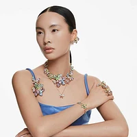 Idyllia pendant and brooch, Mixed cuts, Pavé, Flower, Multicoloured, Gold-tone plated by SWAROVSKI