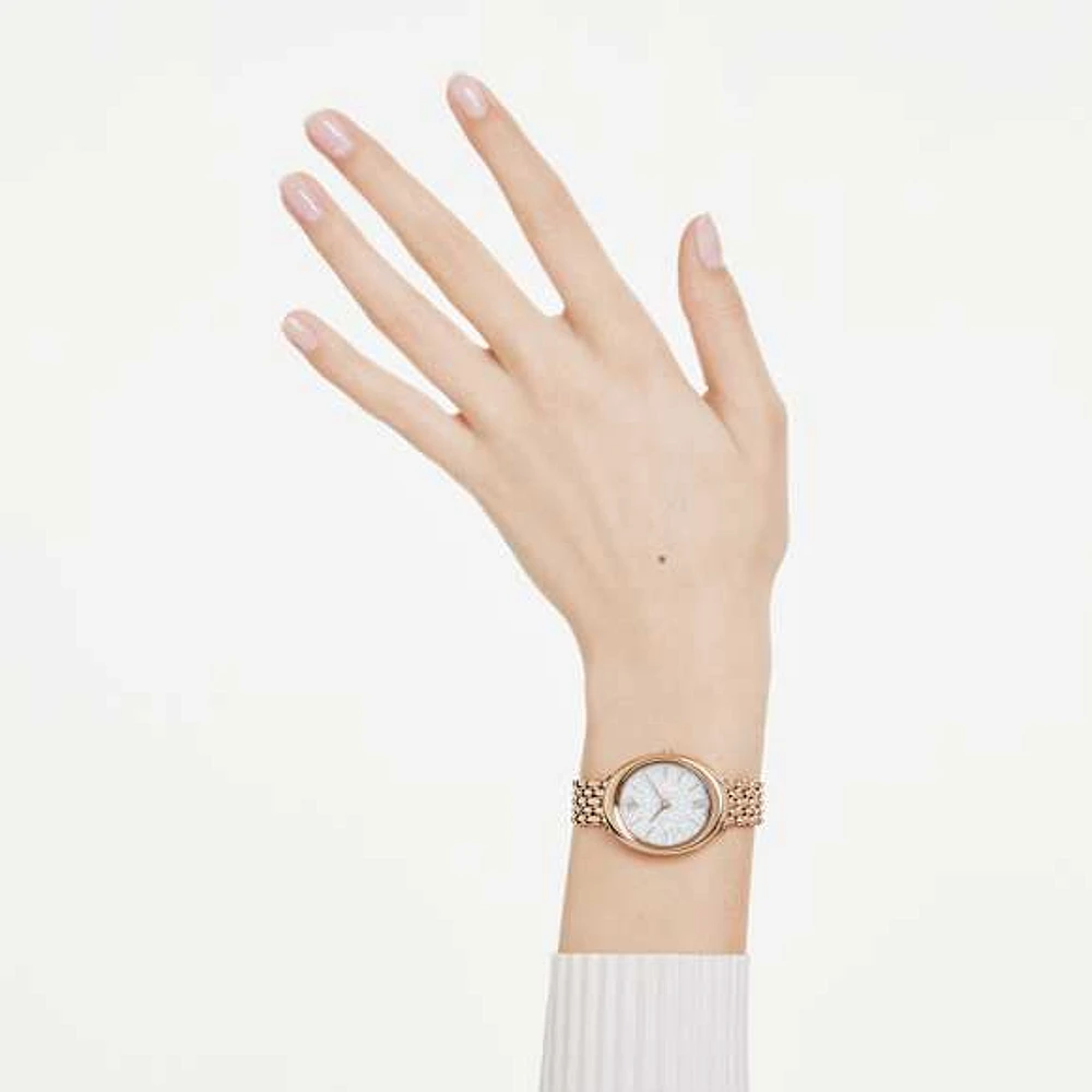 Imber watch, Swiss Made, Metal bracelet, Gold tone, Rose gold-tone finish by SWAROVSKI