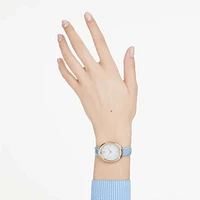 Imber watch, Swiss Made, Leather strap, Blue, Champagne gold-tone finish by SWAROVSKI