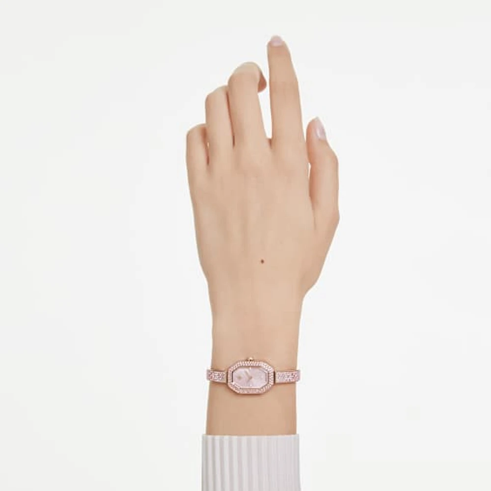 Dextera bangle watch, Swiss Made, Pink, Rose gold-tone plated by SWAROVSKI