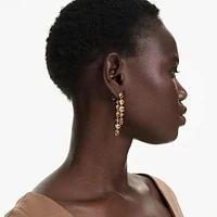 Gema drop earrings, Asymmetrical design, Mixed cuts, Long, Yellow, Gold-tone plated by SWAROVSKI