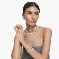 Ariana Grande x Swarovski Tennis bracelet, Mixed cuts, Heart, White, Rhodium plated by SWAROVSKI