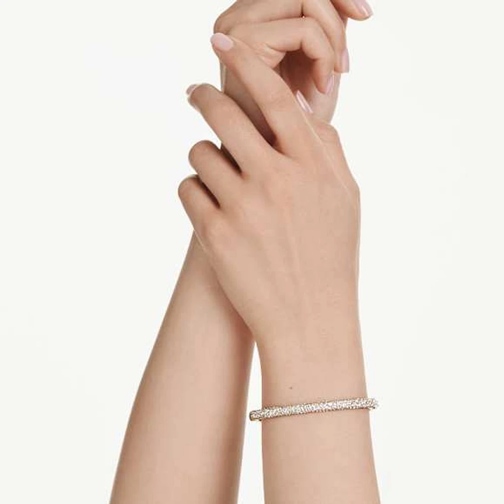 Sublima bangle, Snow pavé, White, Gold-tone plated by SWAROVSKI