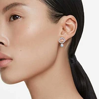 Attract drop earrings, Round cut, Blue, Rhodium plated by SWAROVSKI