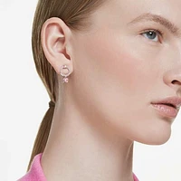 Attract drop earrings, Round cut, Pink, Rhodium plated by SWAROVSKI