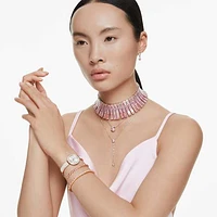 Attract Y necklace, Round cut, Pink, Rhodium plated by SWAROVSKI