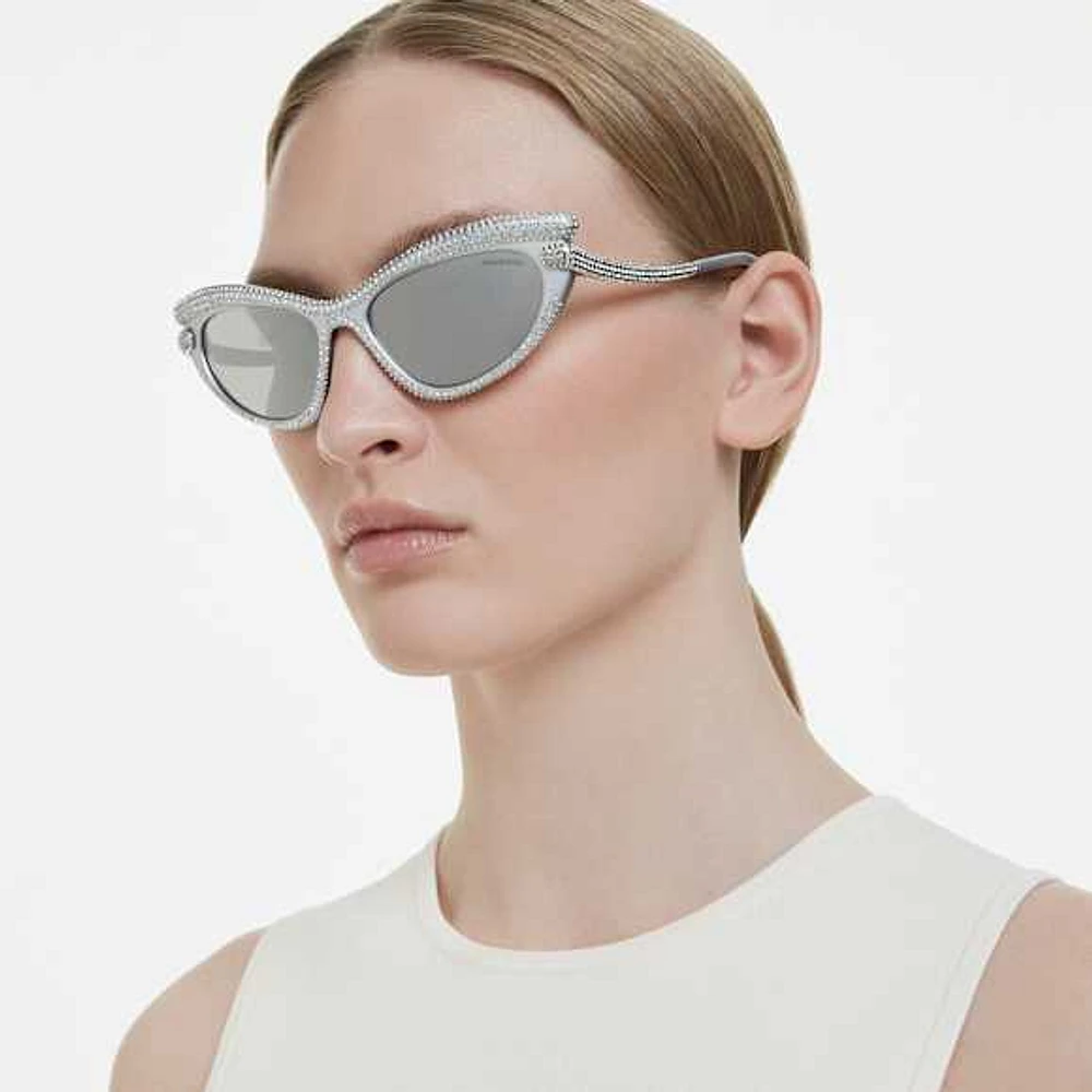 Sunglasses, Cat-Eye shape, Silver Tone by SWAROVSKI