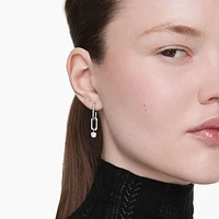 Constella drop earrings, Round cut, White, Rhodium plated by SWAROVSKI