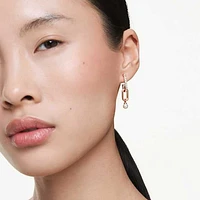 Constella drop earrings, Crystal pearl, Round cut, White, Rose gold-tone plated by SWAROVSKI