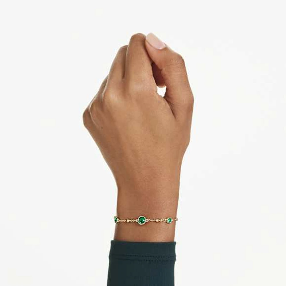 Imber bracelet, Round cut, Green, Gold-tone plated by SWAROVSKI