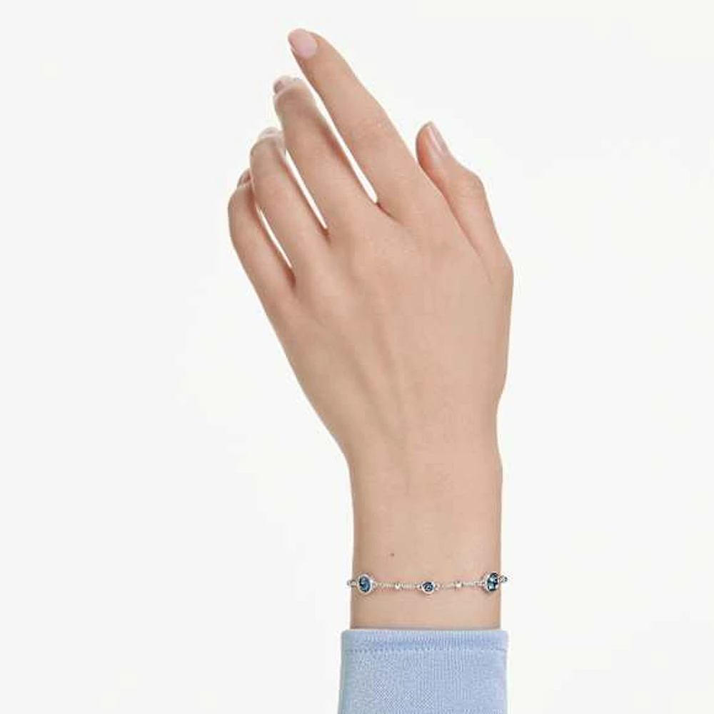 Imber bracelet, Round cut, Blue, Rhodium plated by SWAROVSKI
