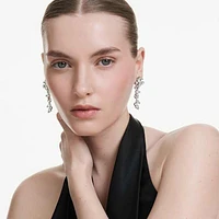 Constella drop earrings, Mixed cuts, White, Rhodium plated by SWAROVSKI
