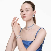 Matrix bracelet, Mixed cuts, Blue, Rhodium plated by SWAROVSKI