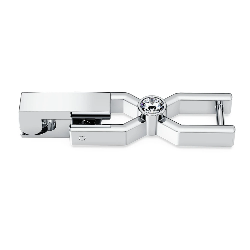 Emily extender, Round cut, White, Rhodium plated by SWAROVSKI