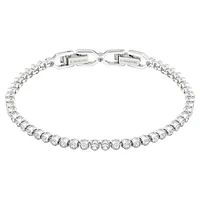 Emily Tennis bracelet, Round cut, White, Rhodium plated by SWAROVSKI