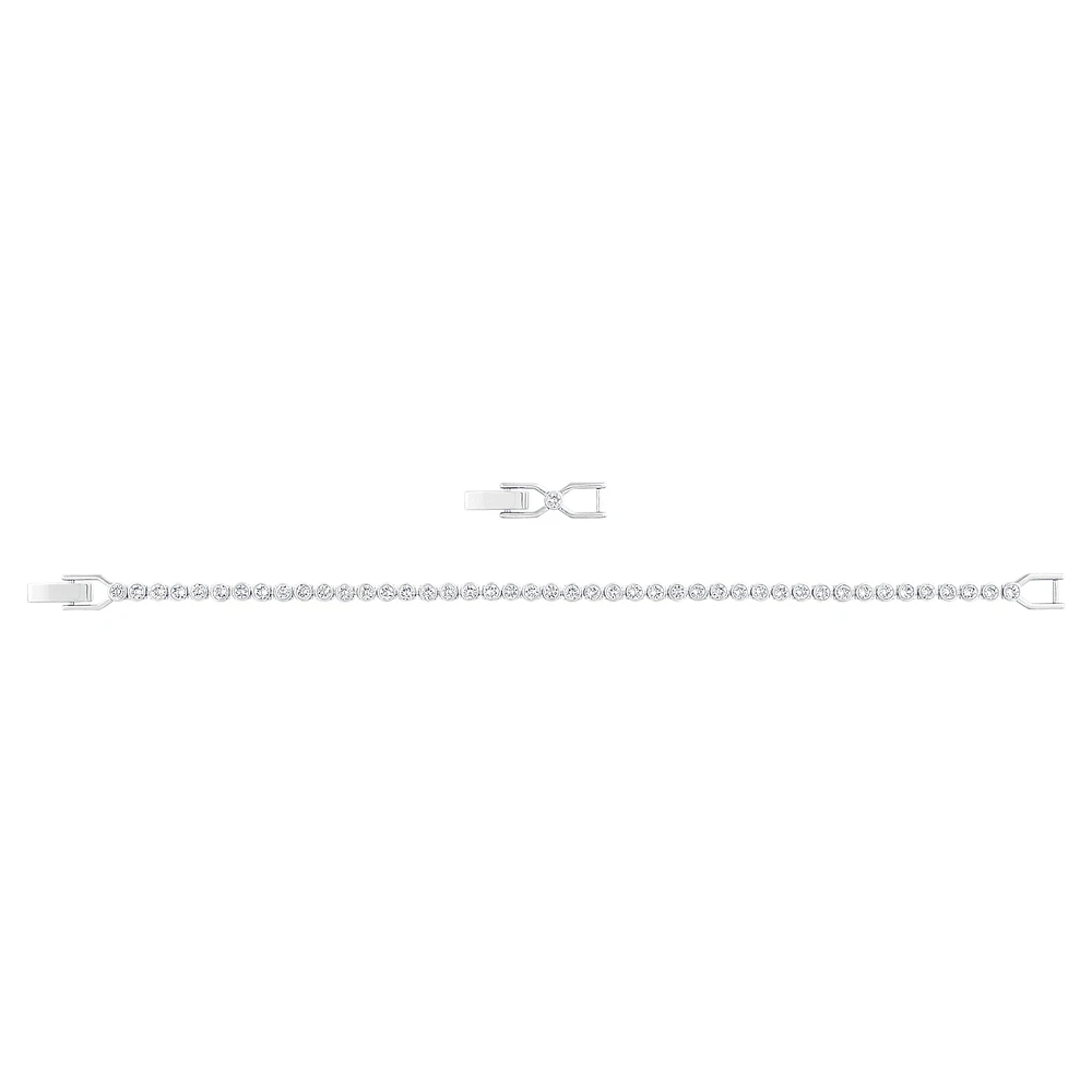 Emily Tennis bracelet, Round cut, White, Rhodium plated by SWAROVSKI