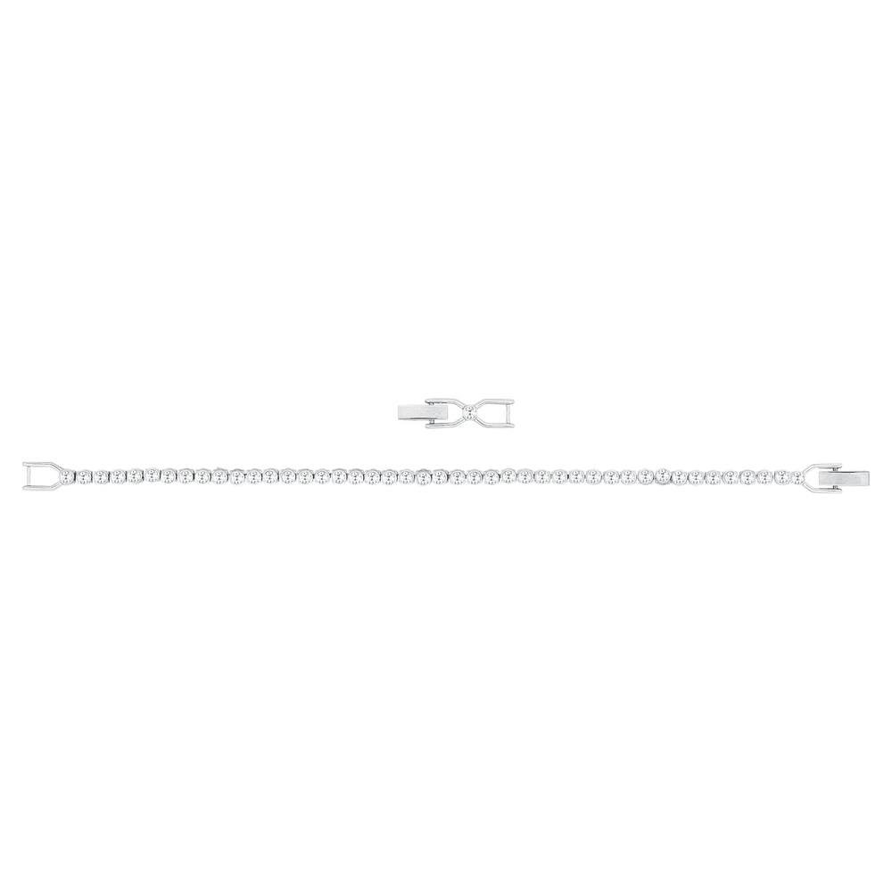 Emily Tennis bracelet, Round cut, White, Rhodium plated by SWAROVSKI