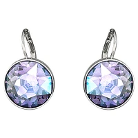 Bella drop earrings, Round cut, Purple, Rhodium plated by SWAROVSKI
