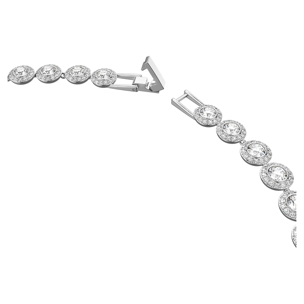 Una Angelic Tennis necklace, Round cut, Medium, White, Rhodium plated by SWAROVSKI