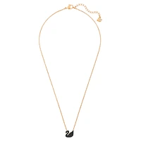 Swan pendant, Swan, Small, Black, Rose gold-tone plated by SWAROVSKI