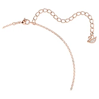 Swan pendant, Swan, Small, Black, Rose gold-tone plated by SWAROVSKI