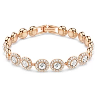 Angelic Tennis bracelet, Round cut, Pavé, Medium, White, Rose gold-tone plated by SWAROVSKI