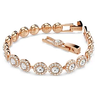 Angelic Tennis bracelet, Round cut, Pavé, Medium, White, Rose gold-tone plated by SWAROVSKI
