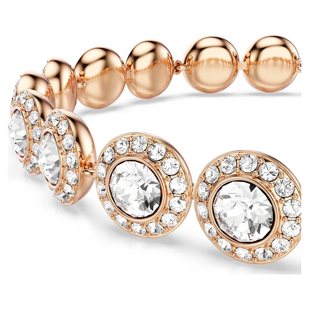 Angelic Tennis bracelet, Round cut, Pavé, Medium, White, Rose gold-tone plated by SWAROVSKI