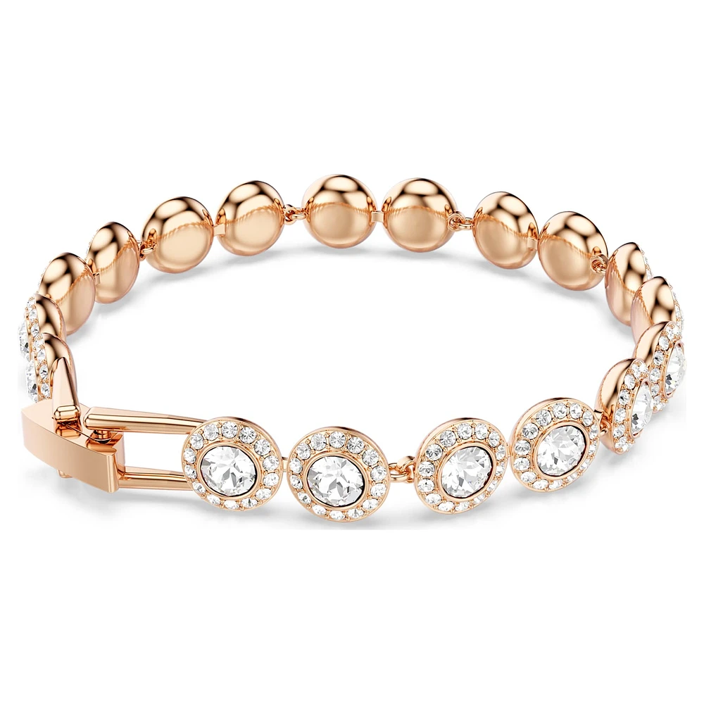 Angelic Tennis bracelet, Round cut, Pavé, Medium, White, Rose gold-tone plated by SWAROVSKI