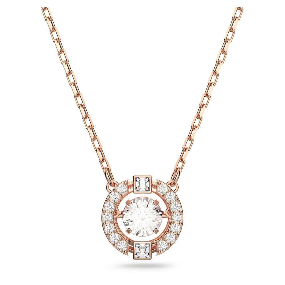 Swarovski Sparkling Dance necklace, Round cut, White, Rose gold-tone plated by SWAROVSKI