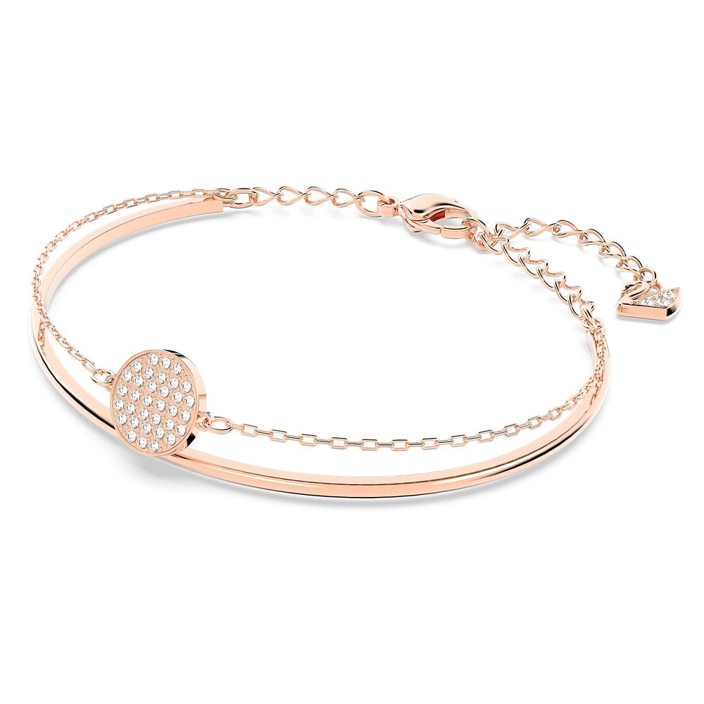Ginger bangle, White, Rose gold-tone plated by SWAROVSKI