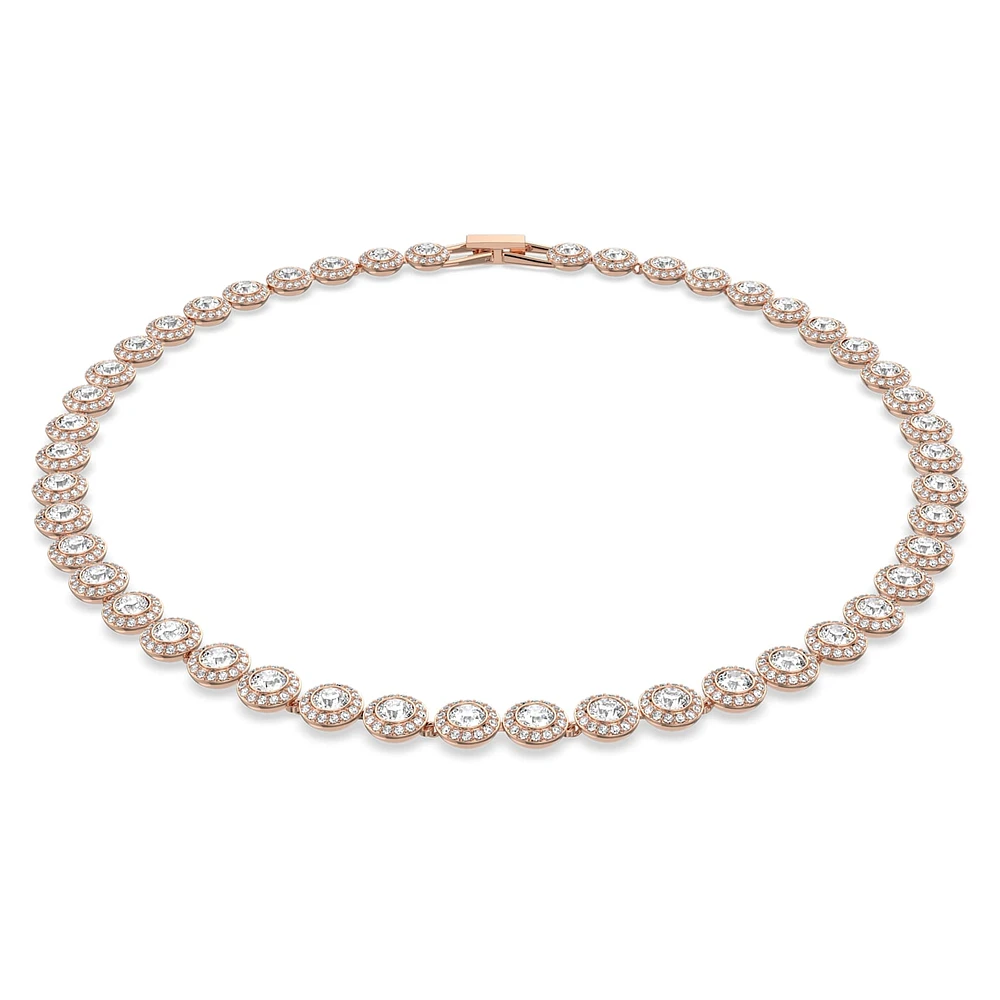 Una Angelic Tennis necklace, Round cut, Medium, White, Rose gold-tone plated by SWAROVSKI