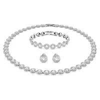 Una Angelic set, Set (3), Round cut, White, Rhodium plated by SWAROVSKI