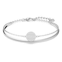 Ginger bangle, White, Rhodium plated by SWAROVSKI