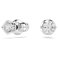 Attract stud earrings, Round cut, White, Rhodium plated by SWAROVSKI