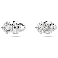 Attract stud earrings, Round cut, White, Rhodium plated by SWAROVSKI