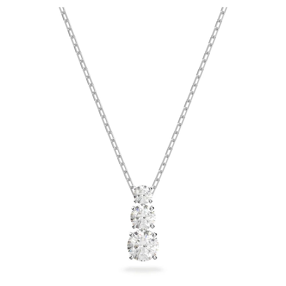 Attract Trilogy pendant, Round cut, White, Rhodium plated by SWAROVSKI
