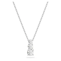 Attract Trilogy pendant, Round cut, White, Rhodium plated by SWAROVSKI