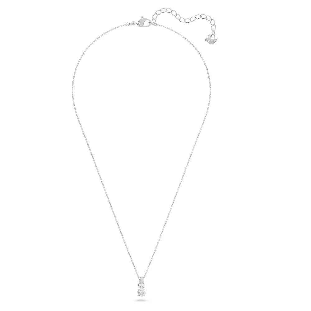 Attract Trilogy pendant, Round cut, White, Rhodium plated by SWAROVSKI