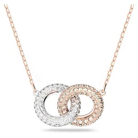 Stone necklace, Intertwined circles, White, Rose gold-tone plated by SWAROVSKI